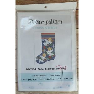 Christmas Angel Blossom Stocking Counted Cross Stitch Kit Snowflake 315-317
